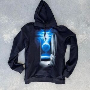 IMAGINARY FOUNDATION Men's Black Graphic Hoodie Cosmic Space Door Size L